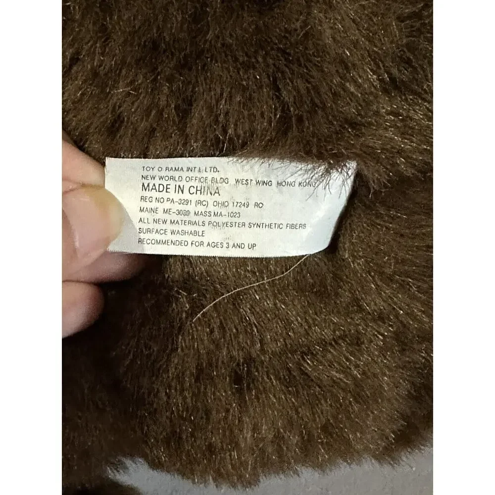 ToyORama vintage teddy bear brown Plush Stuffed Animal checkered bowl & paws 21”